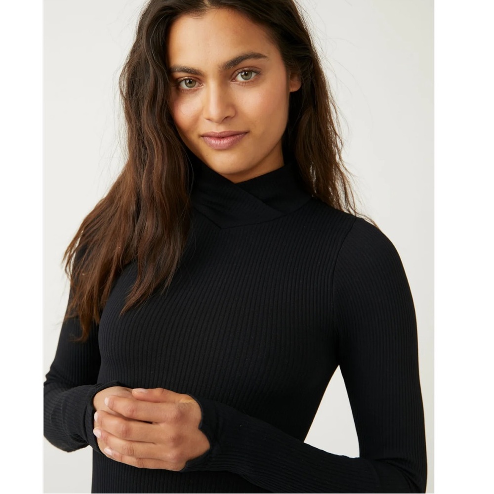 Free People Black Long Sleeve Bodysuit - Picture 3 of 4